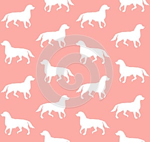 Vector seamless pattern of white dog silhouette