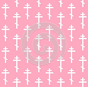 Vector seamless pattern of white orthodox cross