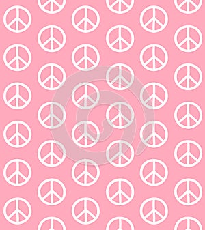 Vector seamless pattern of white peace sign