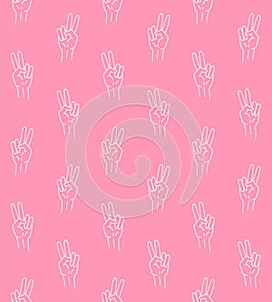 Vector seamless pattern of white sketch peace sign