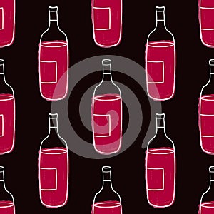 Vector seamless pattern with Wine bottles. Background for cafÃ©, bar or restaurant menu design, wine tasting, wine card, web,