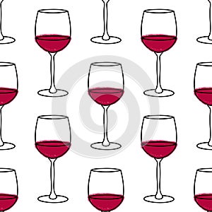 Vector seamless pattern with Wine glasses. Background for cafÃ©, bar or restaurant menu design, wine tasting, wine card, web,