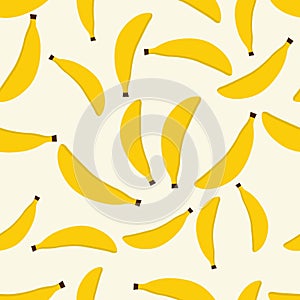 Vector seamless pattern of yellow bananas on a white background. Healthy food. Fruit summer pattern, colorful print for