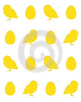 Vector seamless pattern of yellow chick and egg