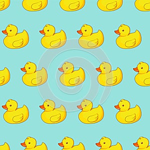 Vector seamless pattern with yellow ducks