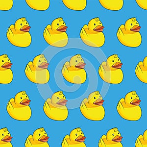 Vector seamless pattern with yellow ducks