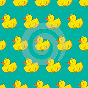 Vector seamless pattern with yellow ducks