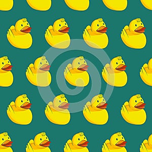 Vector seamless pattern with yellow ducks