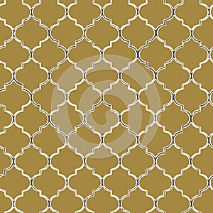 Vector seamless pattern of yellow mozaic. Moroccan-inspired tiles