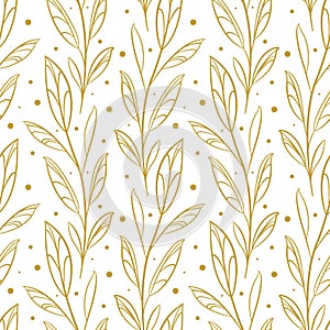 Vector seamless pattern with yellow outline easter eggs.