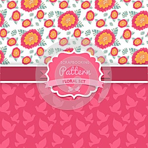 Vector seamless patterns. Dove. Shabby chic. Floral patterns (s