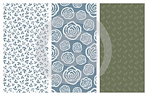 Vector seamless patterns with flowers and leaves