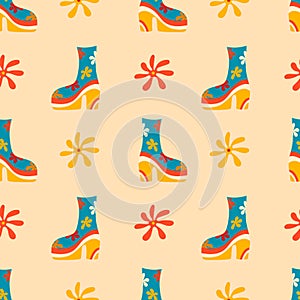 Vector seamless patterns, groovy hippie backgrounds, Retro 70s psychedelic. Bright funky print.