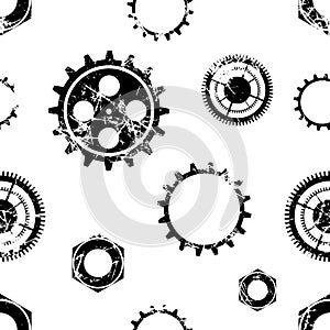 Vector seamless patterns with mechanism of watch