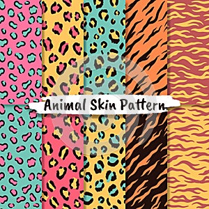 Vector seamless patterns set with animal skin texture
