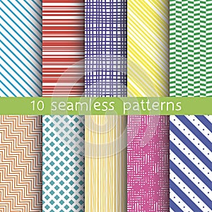 10 vector seamless patterns. Textures for wallpaper, fills, web page background.