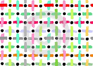 Vector seamless patterns, vector colorfull painted shapes, cross geometric seamless patterns, repeating brushes, crosses and line