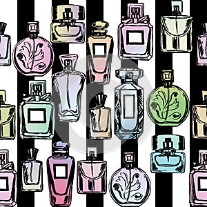 Vector seamless perfume pattern.
