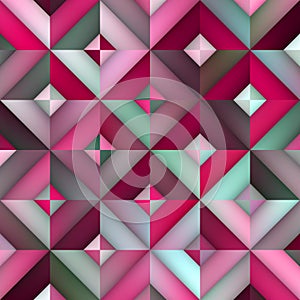 Vector Seamless Pink Shades Gradient Rhombus Geometric Pattern