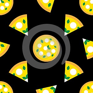 Vector seamless pizza pattern for cards, flyers, posters, banners, packaging, wrapping paper