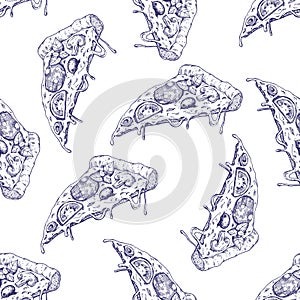 Vector seamless Pizza slice pattern.