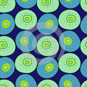 Vector seamless polka dot pattern in blue tones. Illustration of green and blue circles with dots