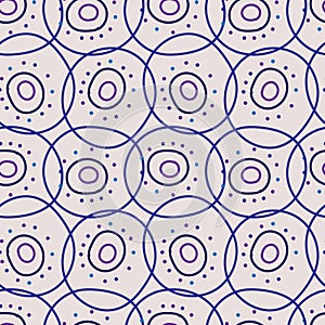 Vector seamless polka dot pattern in blue tones. Illustration of pastel circles with dots