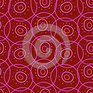 Vector seamless polka dot pattern in red tones. Illustration of pastel circles with dots