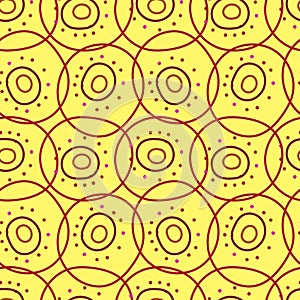 Vector seamless polka dot pattern in yellow tones. Illustration of pastel circles with dots