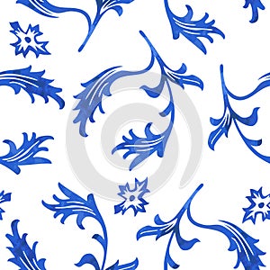 Vector Seamless Porcelain Pattern in White Background