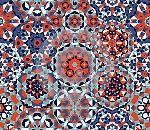 Vector Seamless Red Blue One Block Wonder Quilt Ornaments Patchwork Pattern