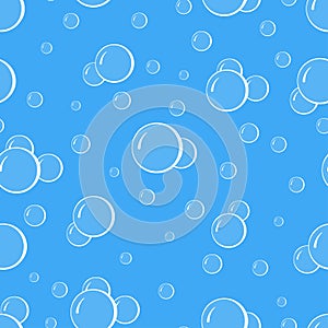 Vector seamless pattern soap wash bubbles. Abstract blue background