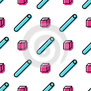 Vector seamless retro comic memphis pattern with geometric elements