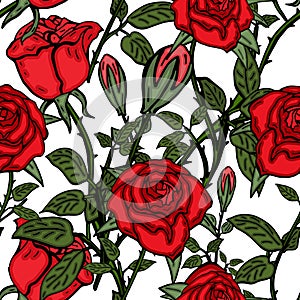 Vector seamless retro pattern, flowers rose. Can be used for web page background, pattern fills, wallpaper, surface