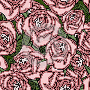 Vector seamless retro pattern, flowers rose. Can be used for web page background, pattern fills, wallpaper, surface