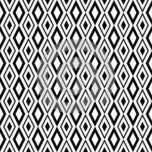 Vector seamless rhombus pattern. Geometric texture. Black-and-white background. Monochrome diamond-shaped design.