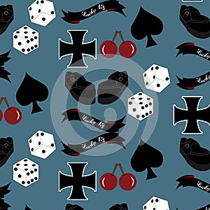 Vector seamless rockabilly style pattern