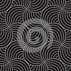 Vector Seamless Rounded Lines Pattern. Abstract Geometric Background Design. Circular Geometric Tiling Lattice