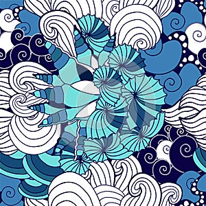 Vector seamless seashell pattern. sea design