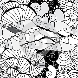 Vector seamless seashell pattern. sea design
