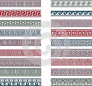 Vector seamless set of different Greek ornaments