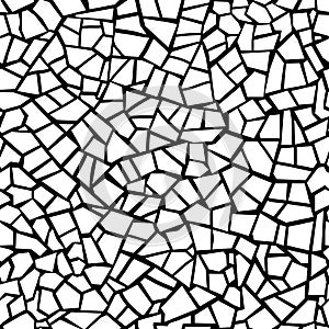 Vector seamless stone pattern black and white. Broken glass. Abstract mosaic pattern.