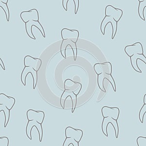 Vector seamless teeth pattern on blue background