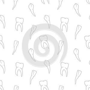 Vector seamless teeth pattern on white background