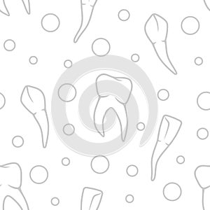 Vector seamless teeth pattern on white background