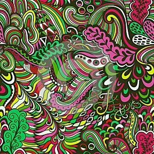 Vector seamless texture with abstract flowers. Endless background. Ethnic seamless pattern. Vector backdrop. Bright pattern.