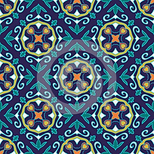 Vector seamless texture. Beautiful colored pattern for design and fashion with decorative elements