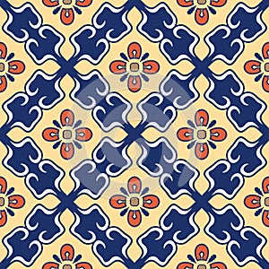 Vector seamless texture. Beautiful colored pattern for design and fashion with decorative elements. Portuguese