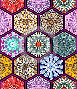 Sin costura textura. hermoso oropel mosaico patrón diseno a moda decorativo elementos en formas 