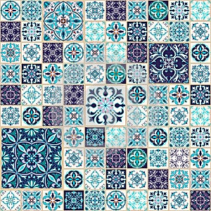 Vector seamless texture. Beautiful patchwork pattern for design and fashion with decorative elements